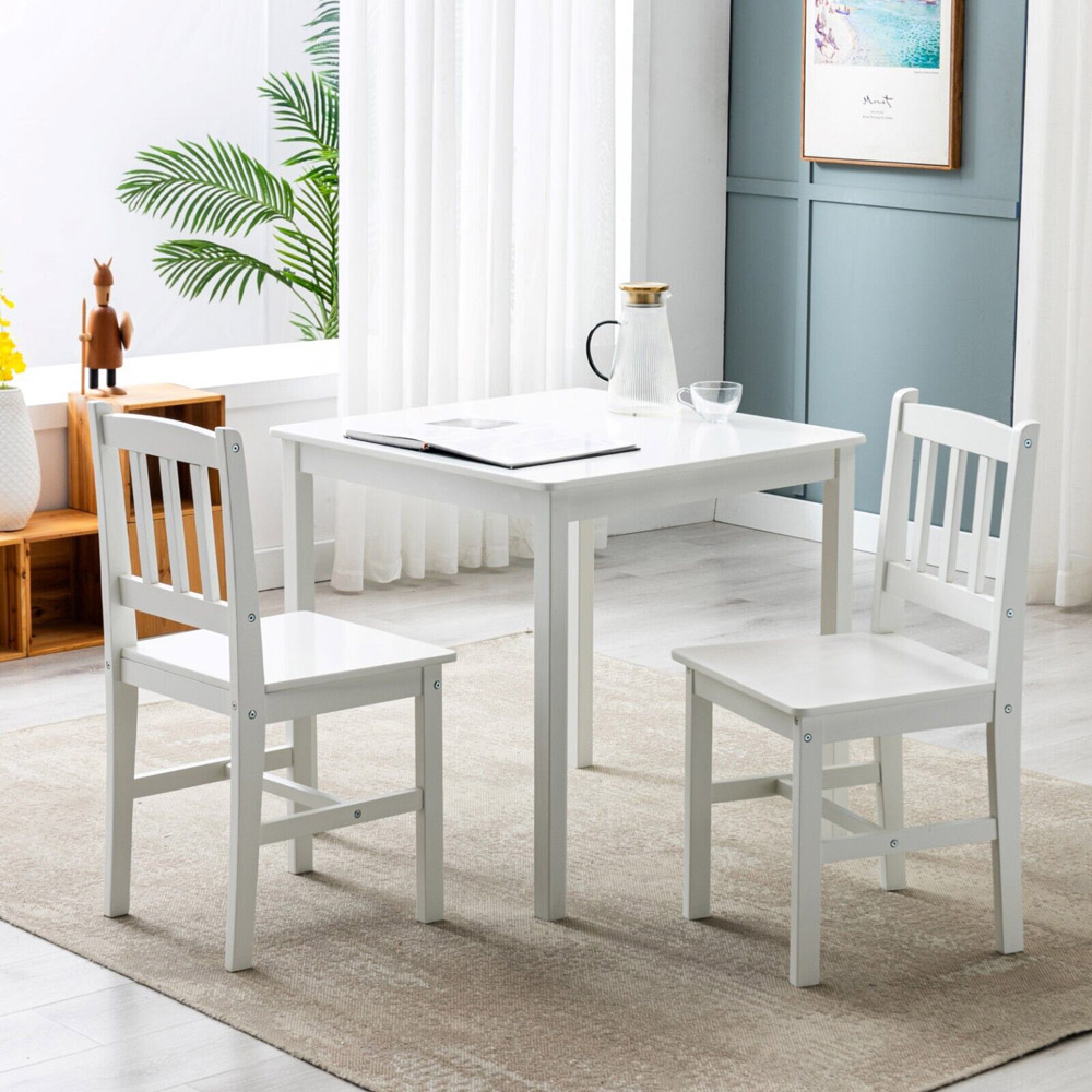 Solid Wooden 2 Seater Dining Set White Image 4