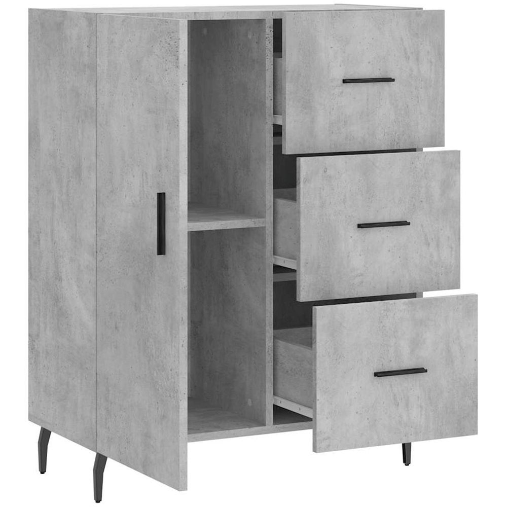 vidaXL Single Door 3 Drawer Concrete Grey Wooden Sideboard Image 6