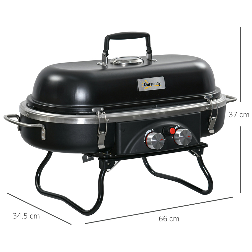 Outsunny Black Foldable Tabletop Gas BBQ Grill Image 6