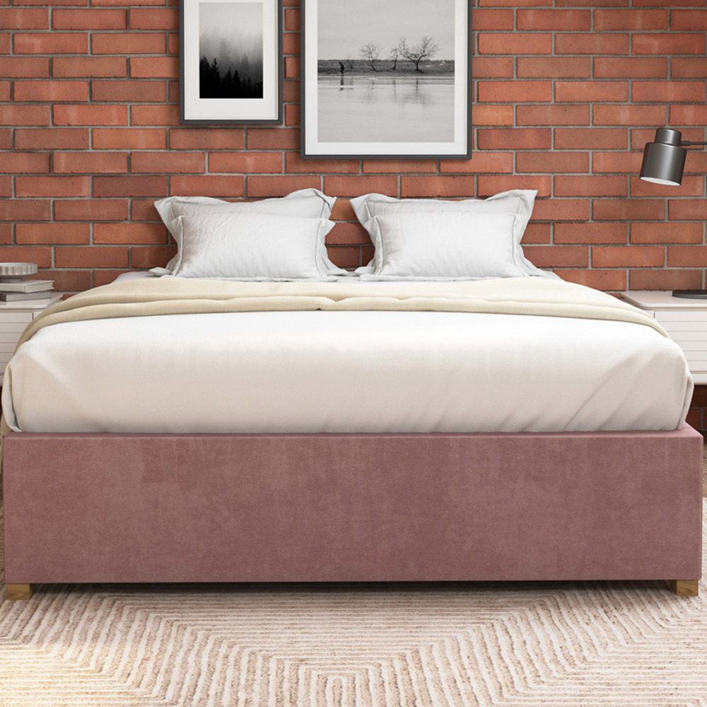 Aspire Furniture Small Double Blush Plush Platform Ottoman Bed Image 3