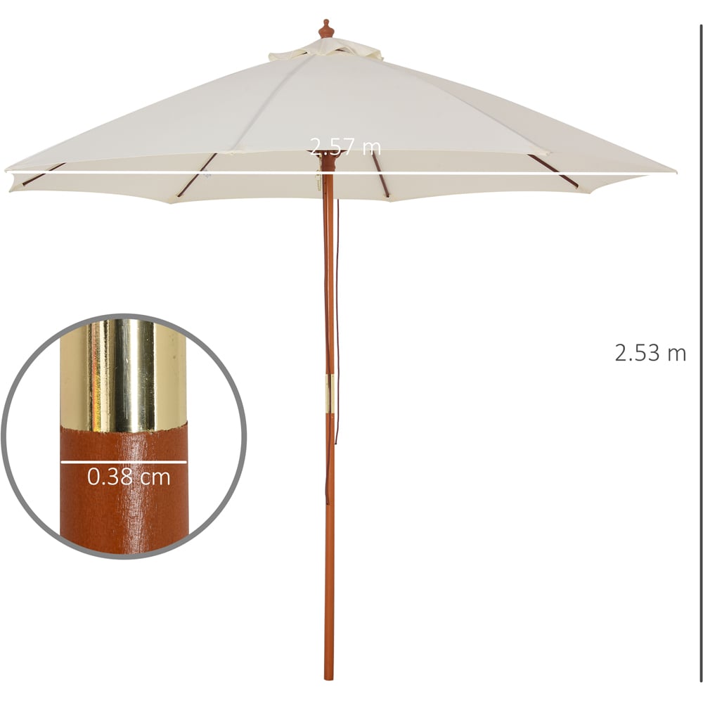 Outsunny Cream White Wooden Parasol 2.5m Image 7