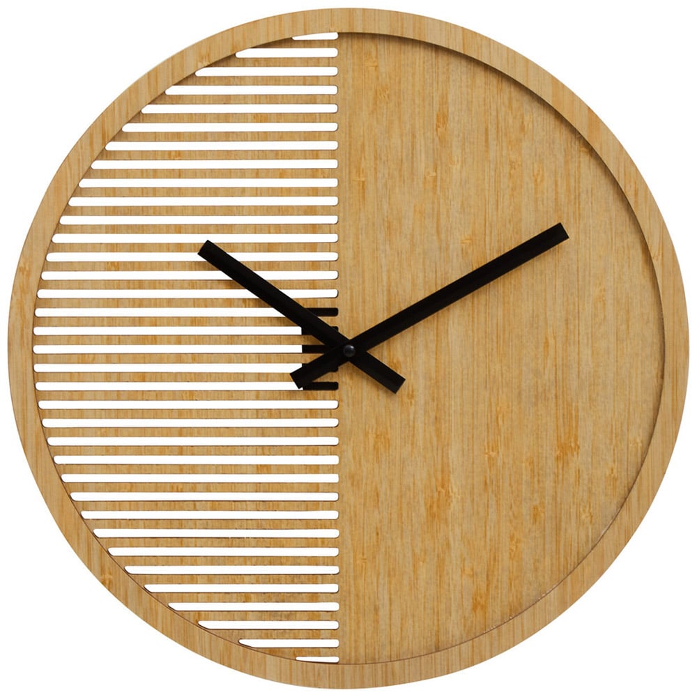Premier Housewares Vitus Wooden Round Wall Clock 40cm Image 1