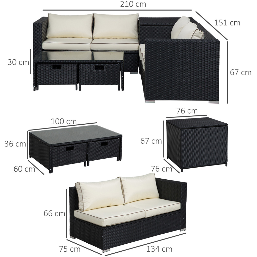 Outsunny 4 Seater Black PE Rattan Sofa Lounge Set with Coffee Table Image 7