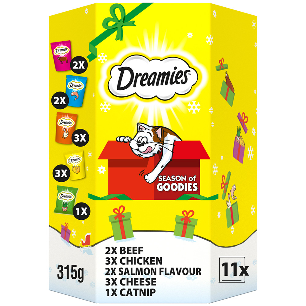 Dreamies Mixed Biscuits Christmas Gift Box Adult Cat Treat 315g Image 2