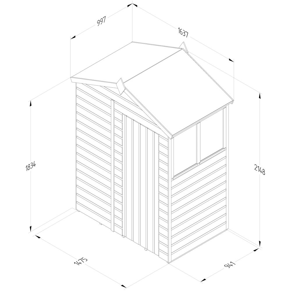 Forest Garden 5 x 3ft 2 Window Beckwood Apex Shed Image 9