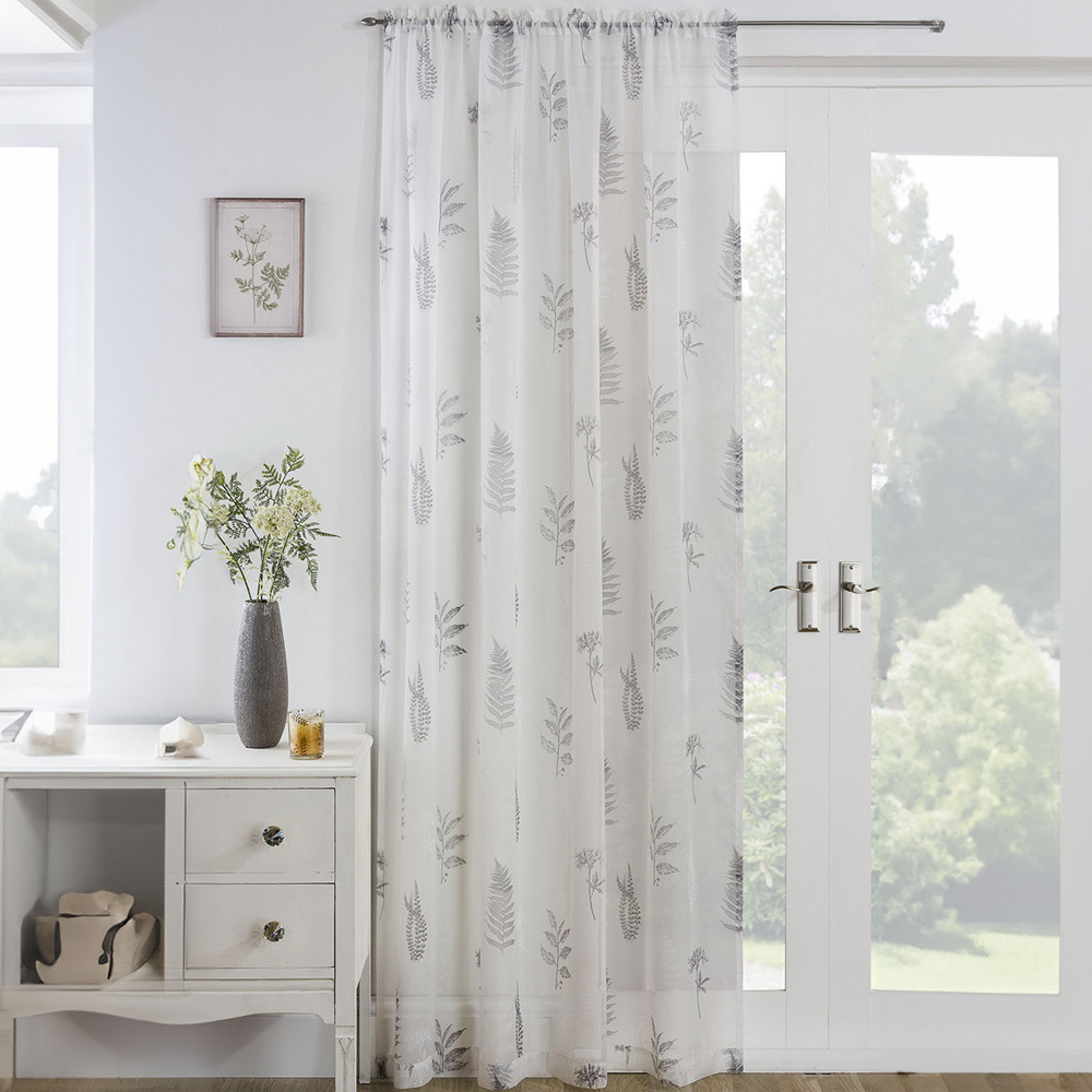 Grey Bracken Voile Curtain 183 x 140cm Image 1