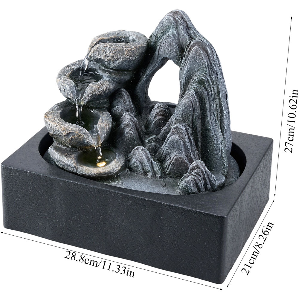 Living and Home 4 Tier LED Light Tabletop Water Fountain Image 8