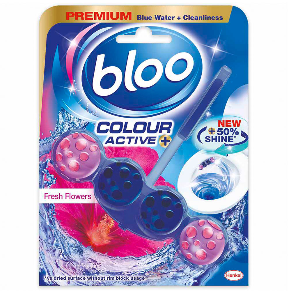 Bloo Colour Active Fresh Flowers Toilet Rim Block 50g Image 1