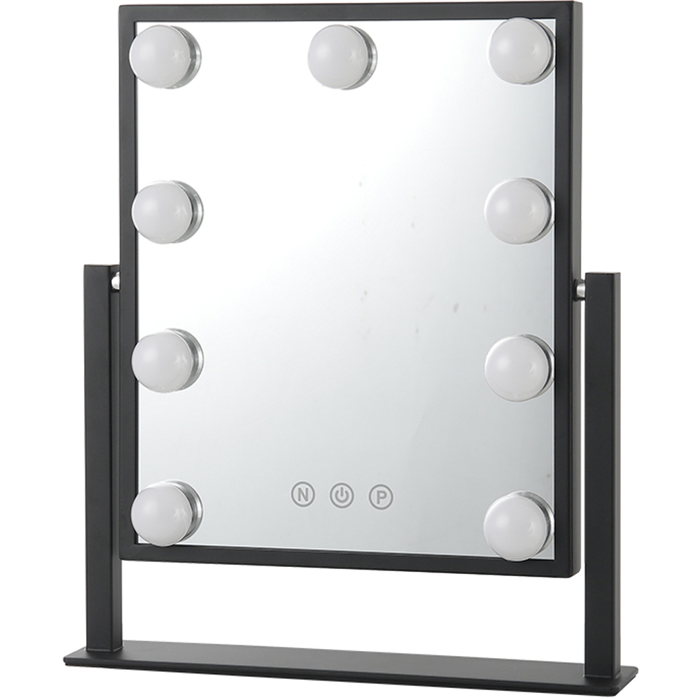 Living and Home Black Rotatable Hollywood LED Makeup Mirror Image 1