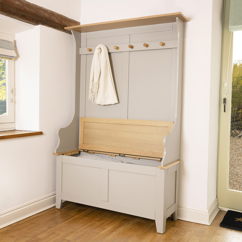 Charles Bentley Charnwood Grey Hallway Tidy with Storage Bench Image 6