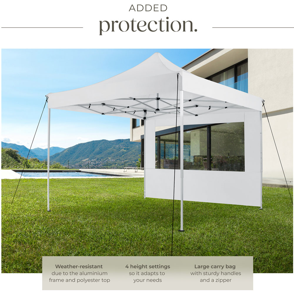 tectake Olivia 3 x 3m White Aluminium Frame Gazebo with 4 Aide Panels Image 3