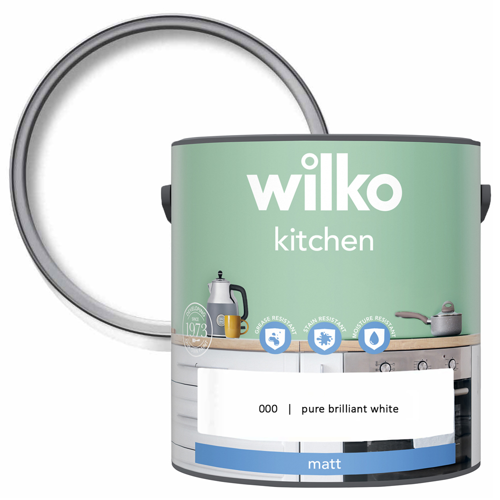 Wilko Kitchen Pure Brilliant White Matt Emulsion Paint 2.5L Image 1