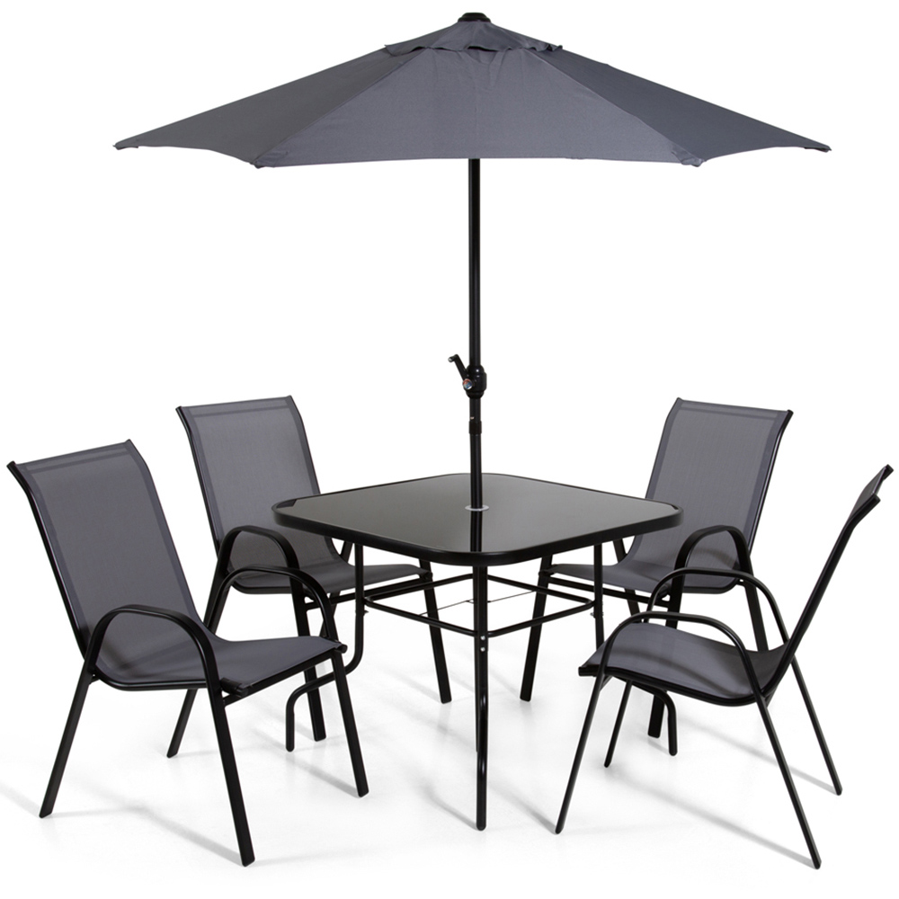 Outdoor Living Lancaster 4 Seater Garden Dining Set Black and Grey Image 2