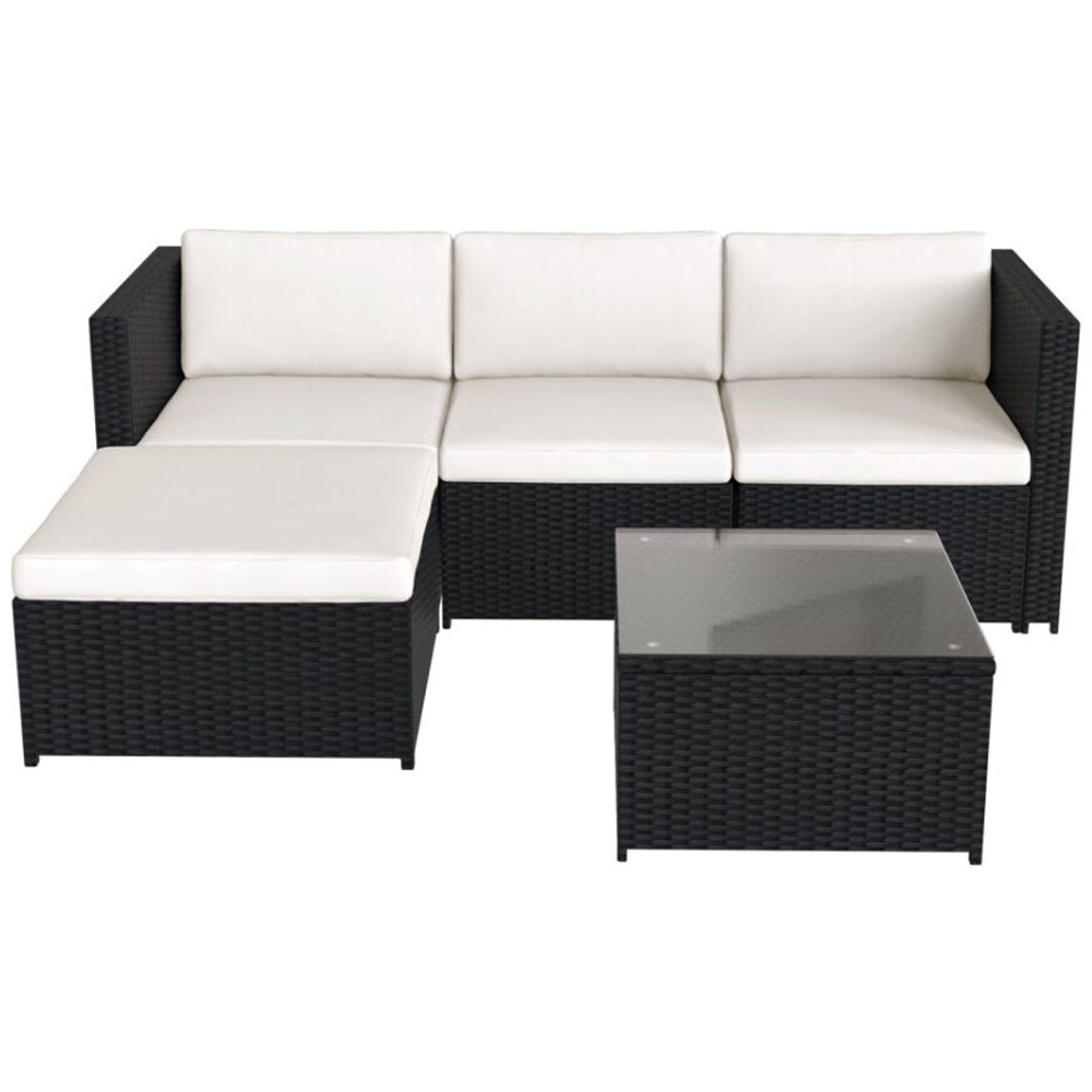 Rupert 4 Seater Black Rattan Outdoor L-Shape Corner Sofa Set Image 2