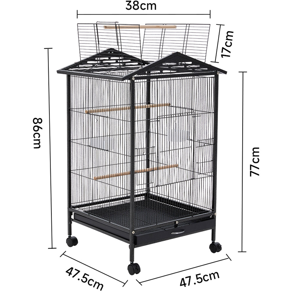 H&O Direct Open Top Metal Pet Bird Cage with Casters Image 6