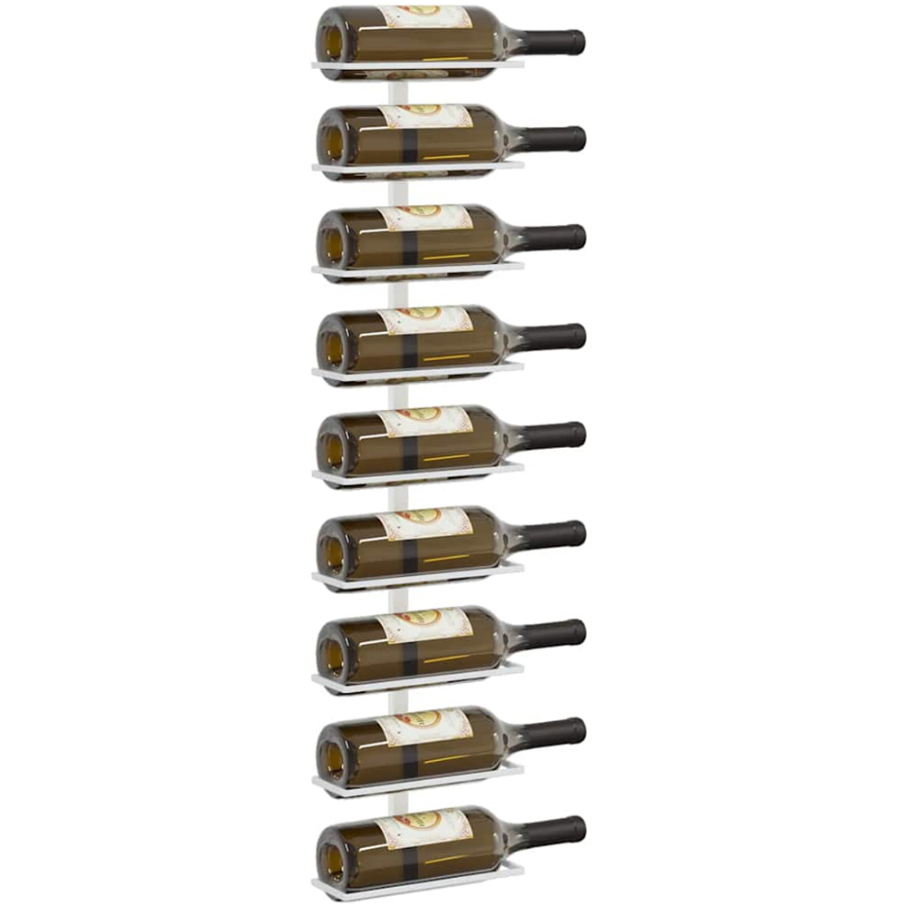 vidaXL 9 Bottle White Wall Mounted Wine Rack Set of 2 Image 4