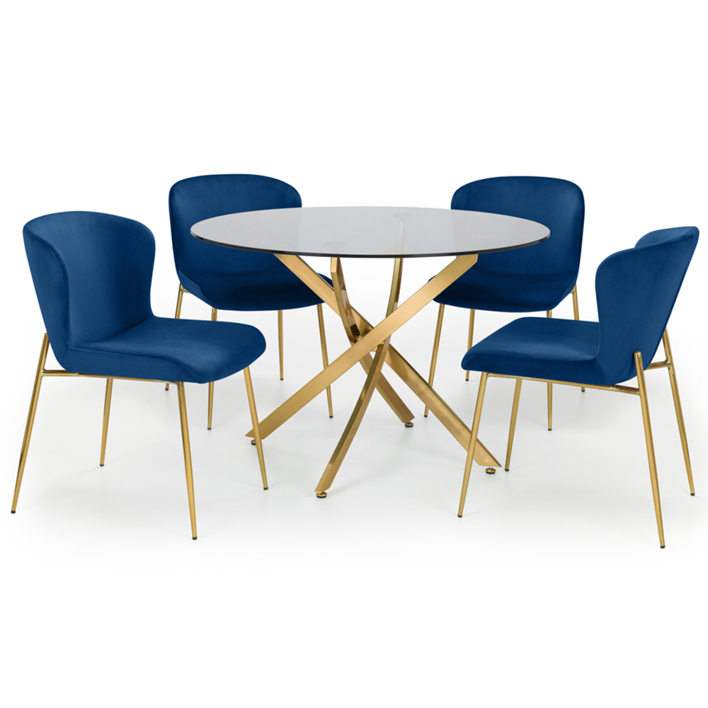 Julian Bowen Harper Set of 2 Blue Dining Chairs Image 6