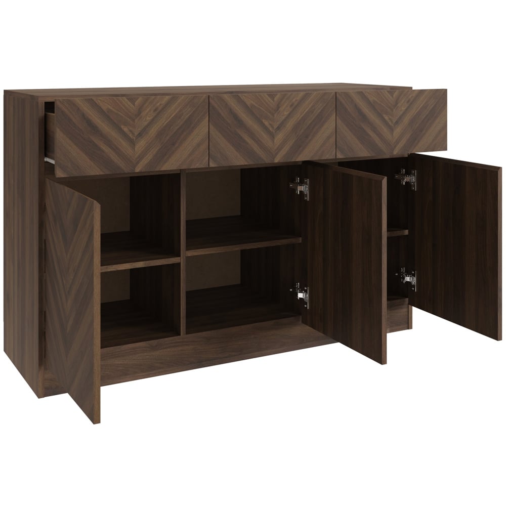 GFW Catania 3 Door 3 Drawer Royal Walnut Large Sideboard Image 3