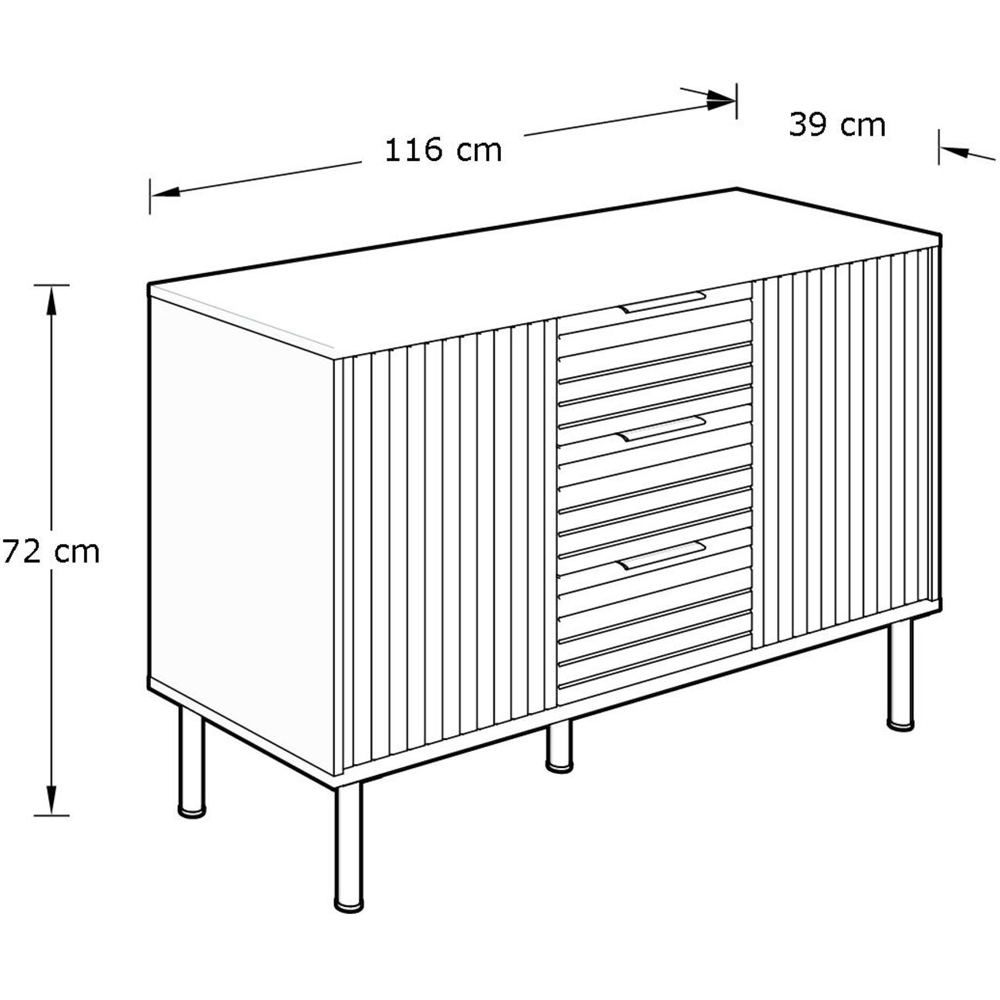 GFW Nervata 2 Door 3 Drawer Oak Sideboard Image 9