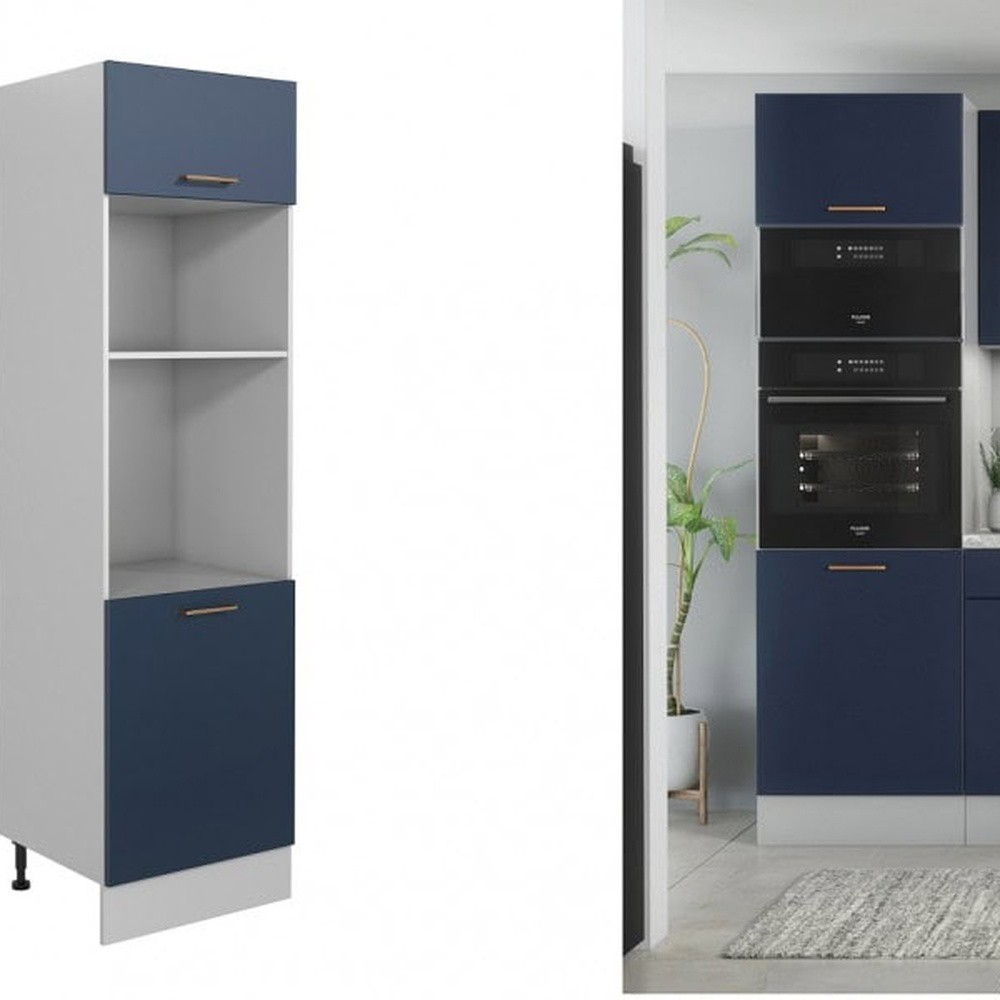 Impact Furniture Nora 2 Door 2 Shelf Dark Navy Eye Level Kitchen Oven Housing Unit 600mm Image 2