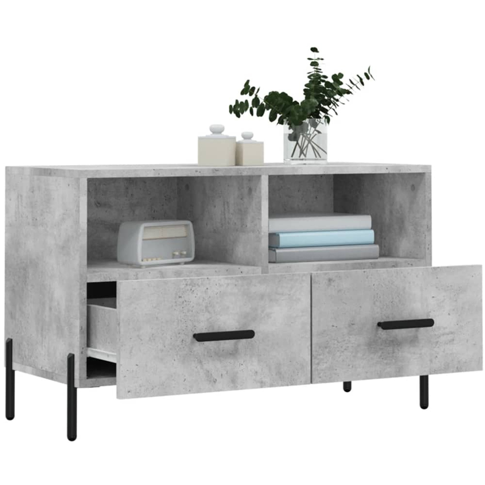 vidaXL 2 Drawer 2 Shelf Concrete Grey TV Cabinet Image 4