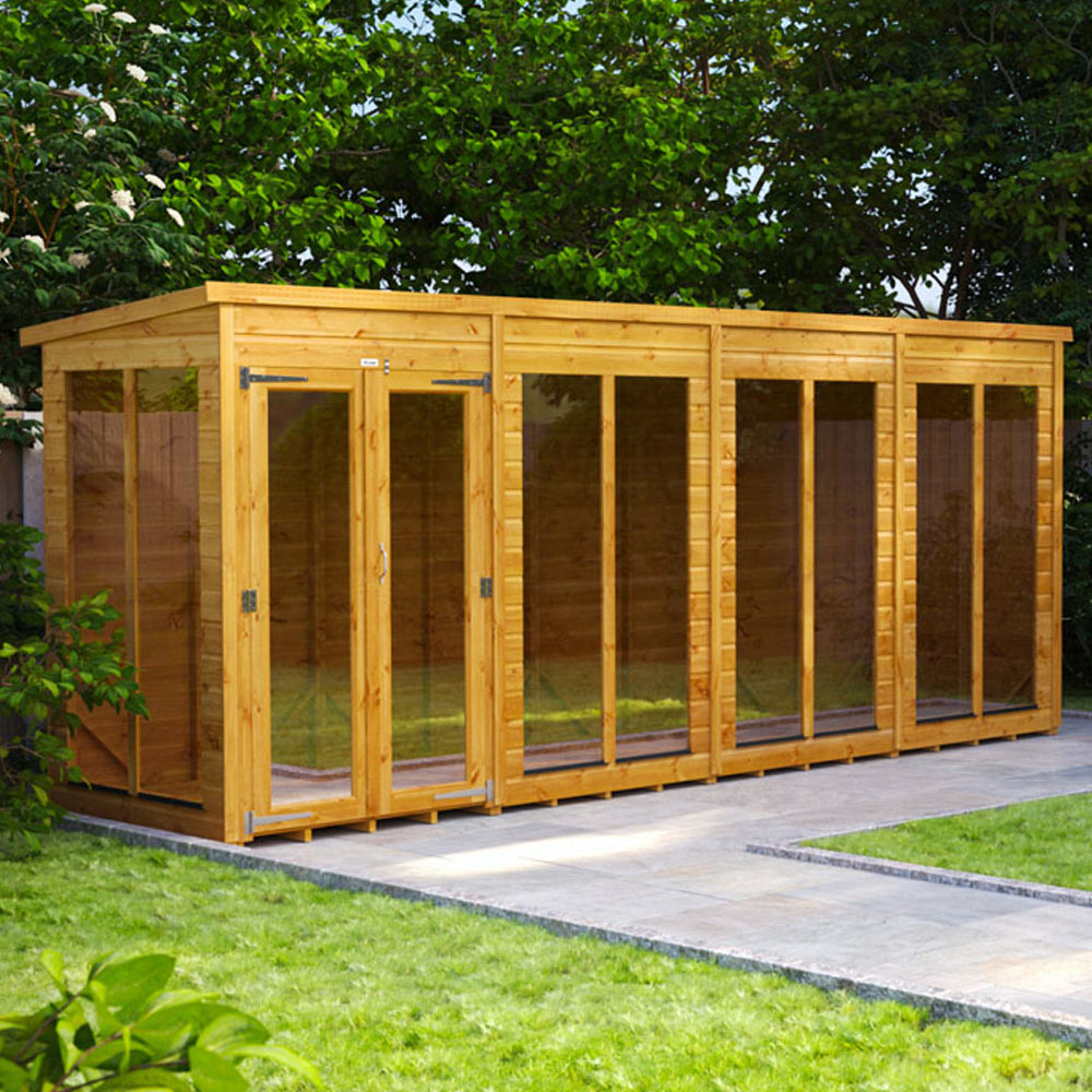 Power Sheds 16 x 4ft Double Door Pent Traditional Summerhouse Image 2