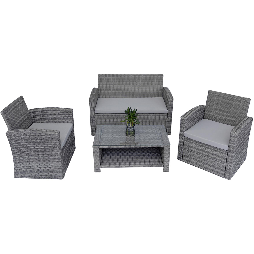 Shatchi 4 Seater Grey Steel Garden Sofa Set Image 2