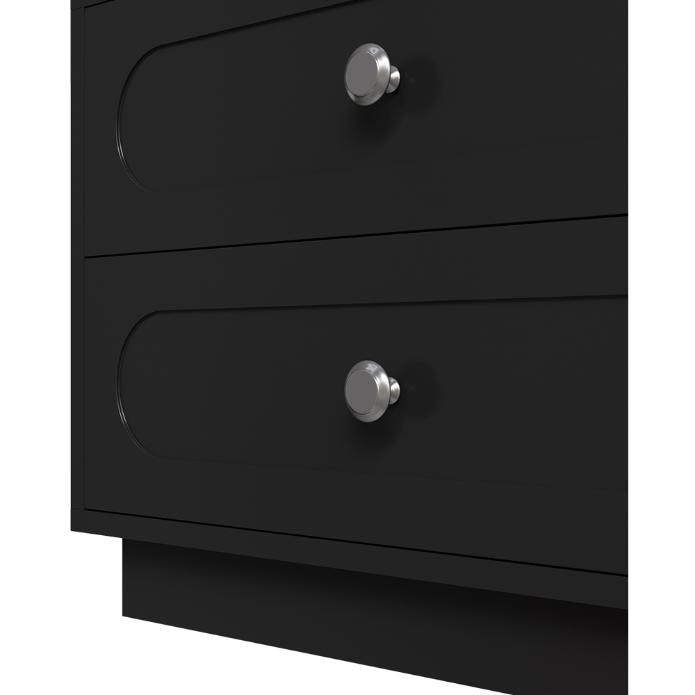 Living and Home 3 Drawer Single Shelf Black Bedside Table with RGB LED Light Image 3