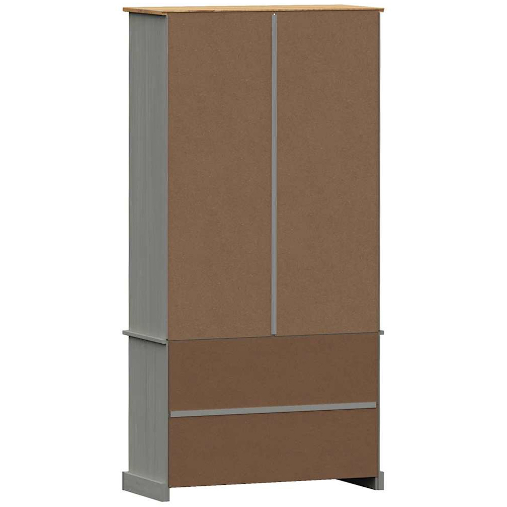 vidaXL 4 Door 4 Shelf Grey Solid Pine Wood Glass Display Cabinet Image 7