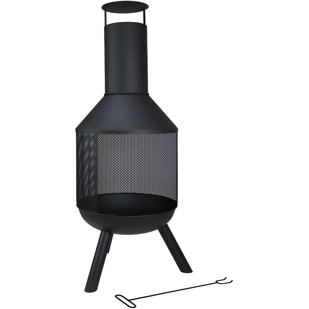 Charles Bentley Snug Palma Black Round Steel Modern Patio Heater Chimenea Image 3