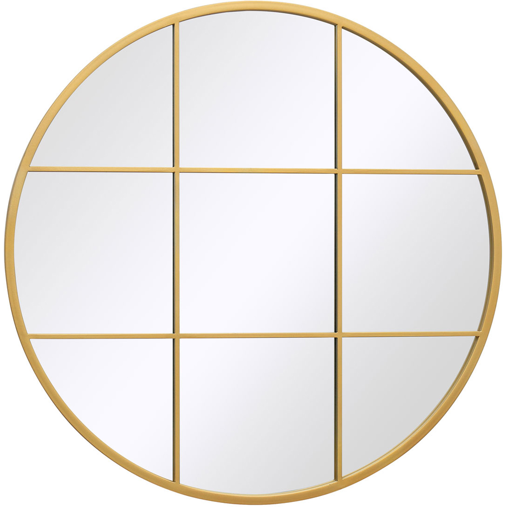 MirrorOutlet The Circulus Gold Metal Round Window Garden Wall Mirror 80 x 80cm Image 1