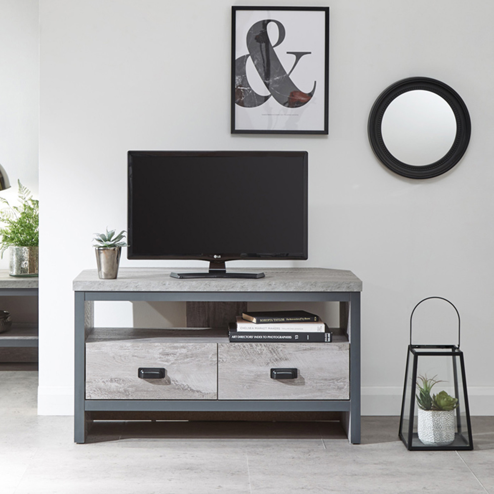 GFW Boston 2 Drawer Grey Corner TV Unit Image 4
