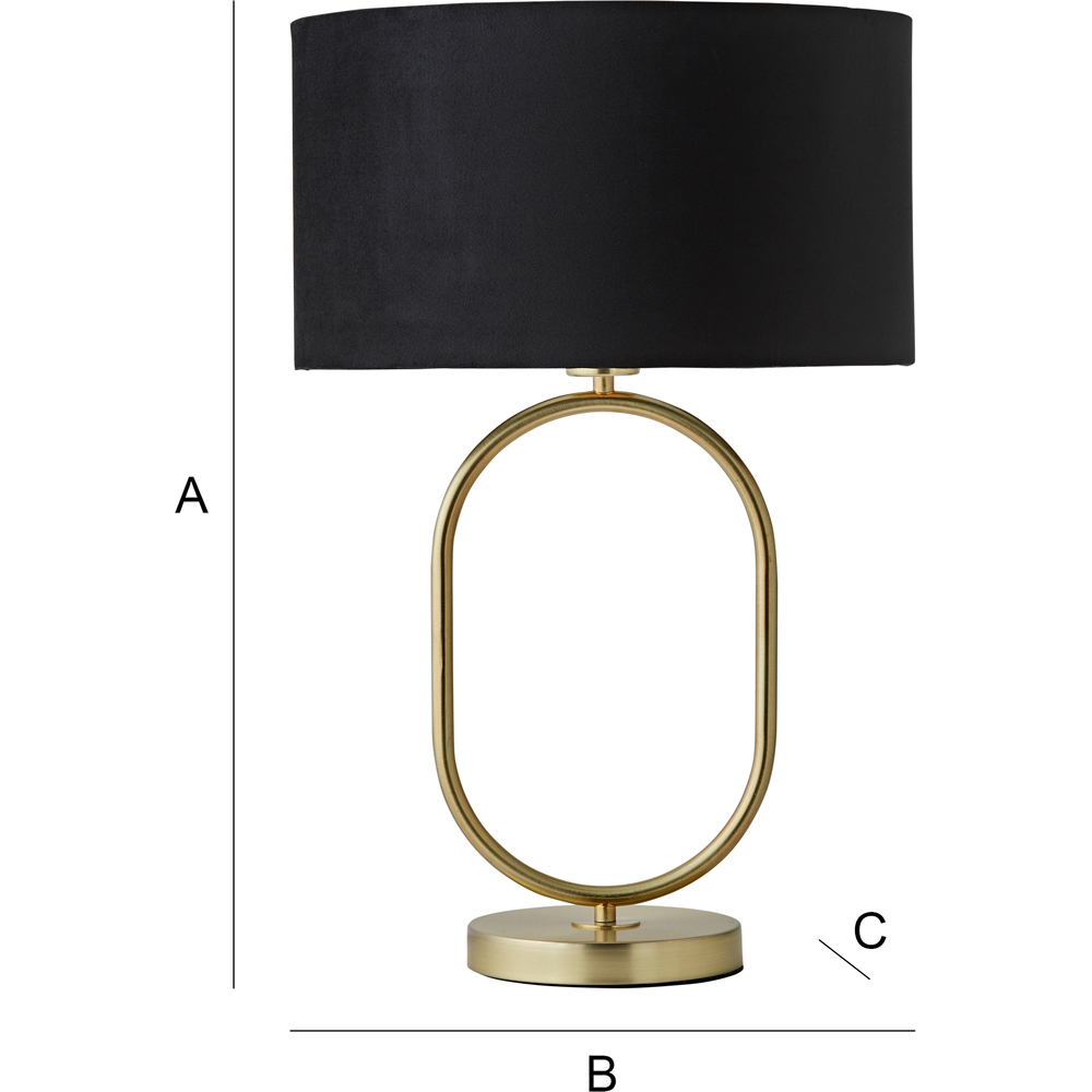 ValueLights Antonia Black Velvet Drum Shade Brushed Gold Oval LED Table Lamp Image 7