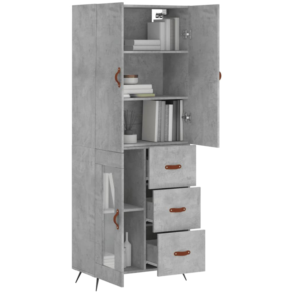vidaXL 3 Door 3 Drawer Concrete Grey Highboard Image 3