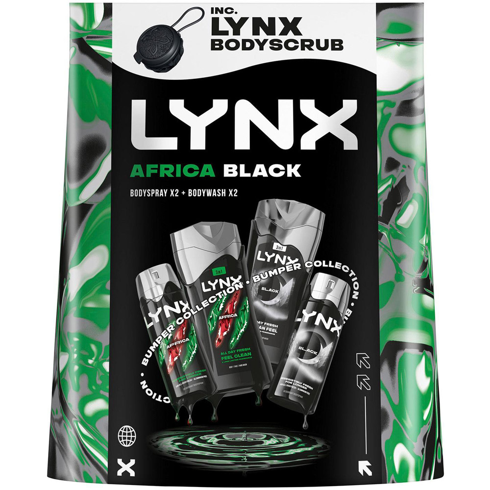 Lynx Africa and Black Spray and Bodywash Gift Set 3 Pack Image 4