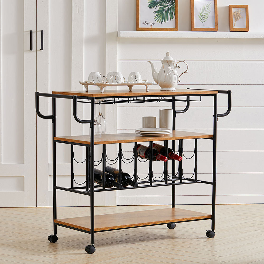 Living and Home 4 Tiers Rolling Serving Bar Cart Image 6