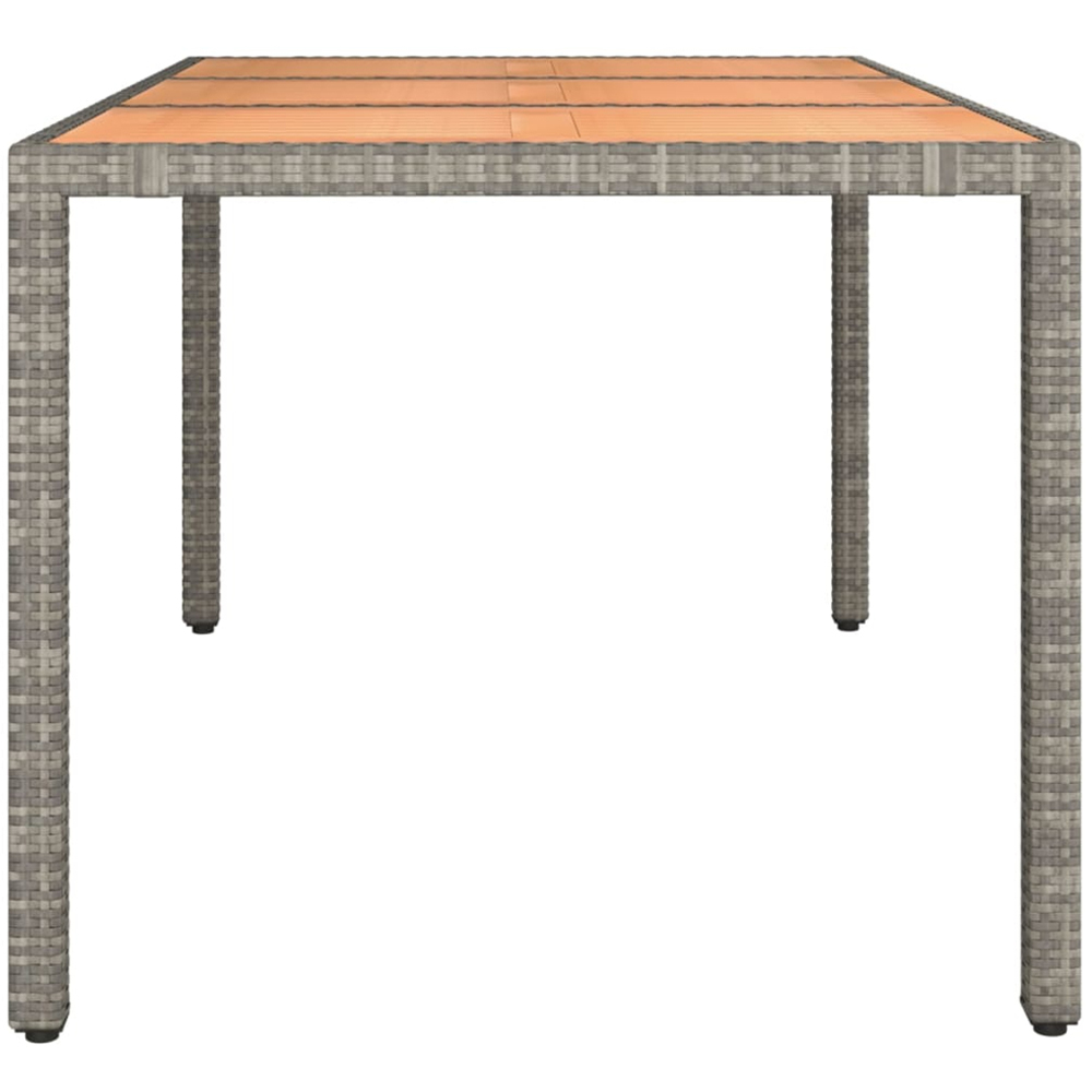 vidaXL 6 Seater Grey Polyrattan and Wooden Tabletop Garden Table Image 4