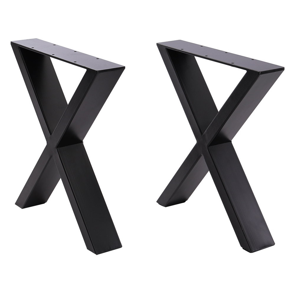 H&O Direct Black Industrial X Shaped Iron Furniture Legs with Screws 2 Pack Image 3