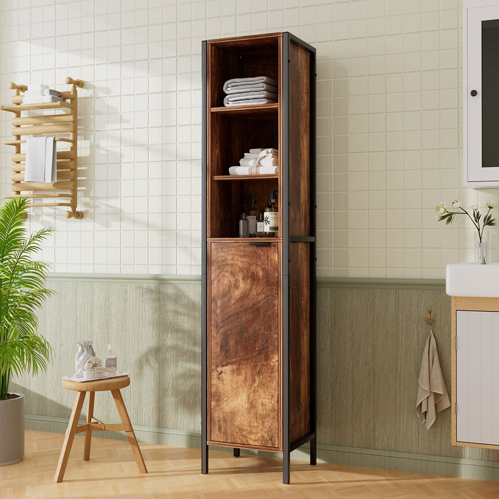 H&O Direct Single Magnetic Door 3 Shelf Tall Storage Cabinet Image 5