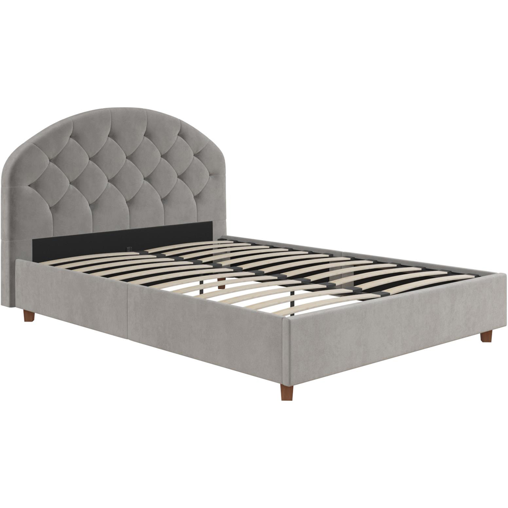 Dorel Aspen Double Light Grey Velvet Upholstered Bed Frame Image 2