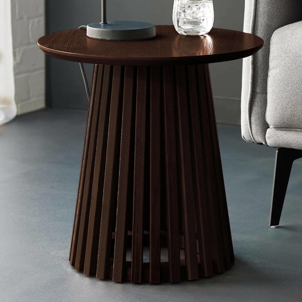Julian Bowen Ollie Dark Oak Round Lamp Table Image 1