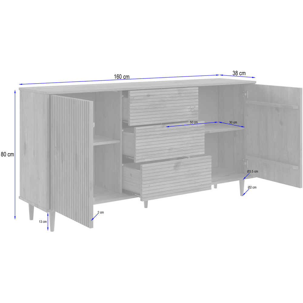 Loft24 Jerzy 2 Door 3 Drawer Brown Sideboard Image 8
