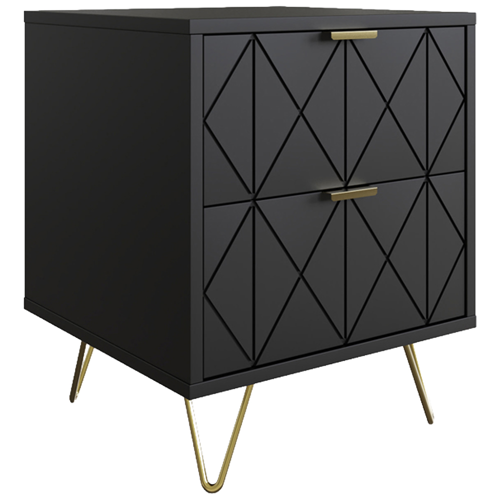 GFW Alora 2 Drawer Black Bedside Table Image 2