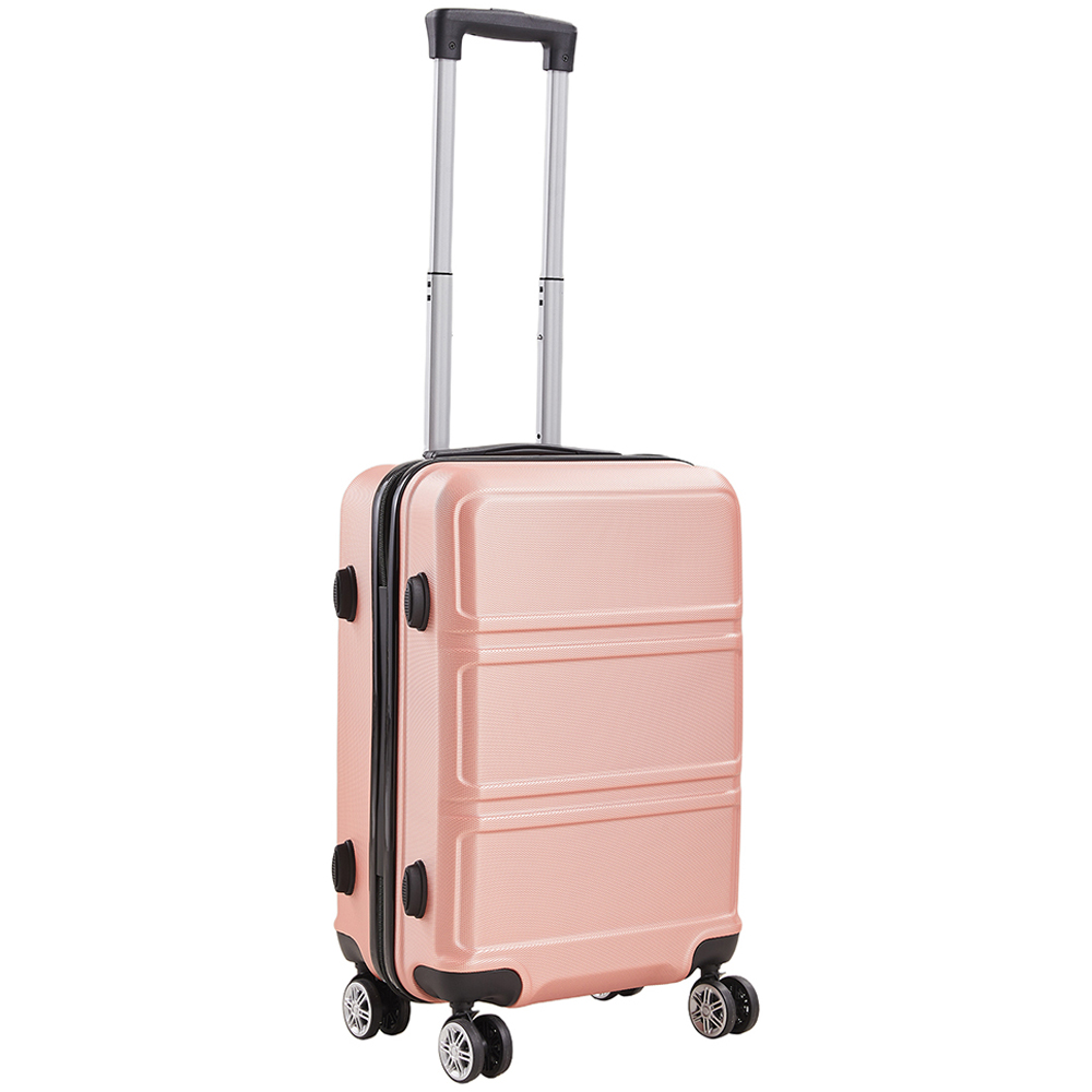 H&O Direct Set of 3 Rose Gold ABS Hardshell Suitcase Set Image 2