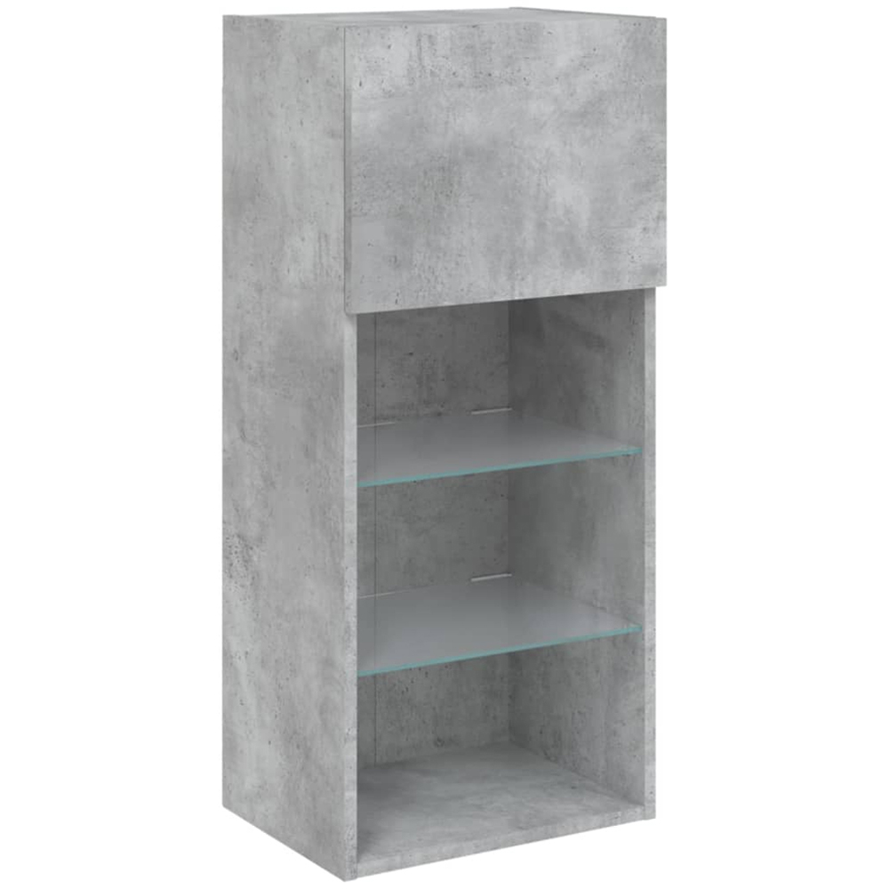 vidaXL Single Door 3 Shelf Concrete Grey Wall Mounted TV Cabinet with RGB LED Lights Image 2
