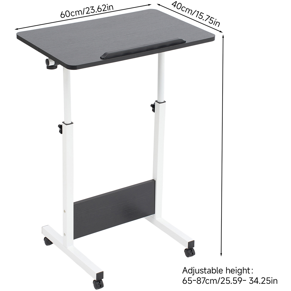 Living and Home Black Adjustable Mobile Table with Foldable Top and Lockable Castors Image 9