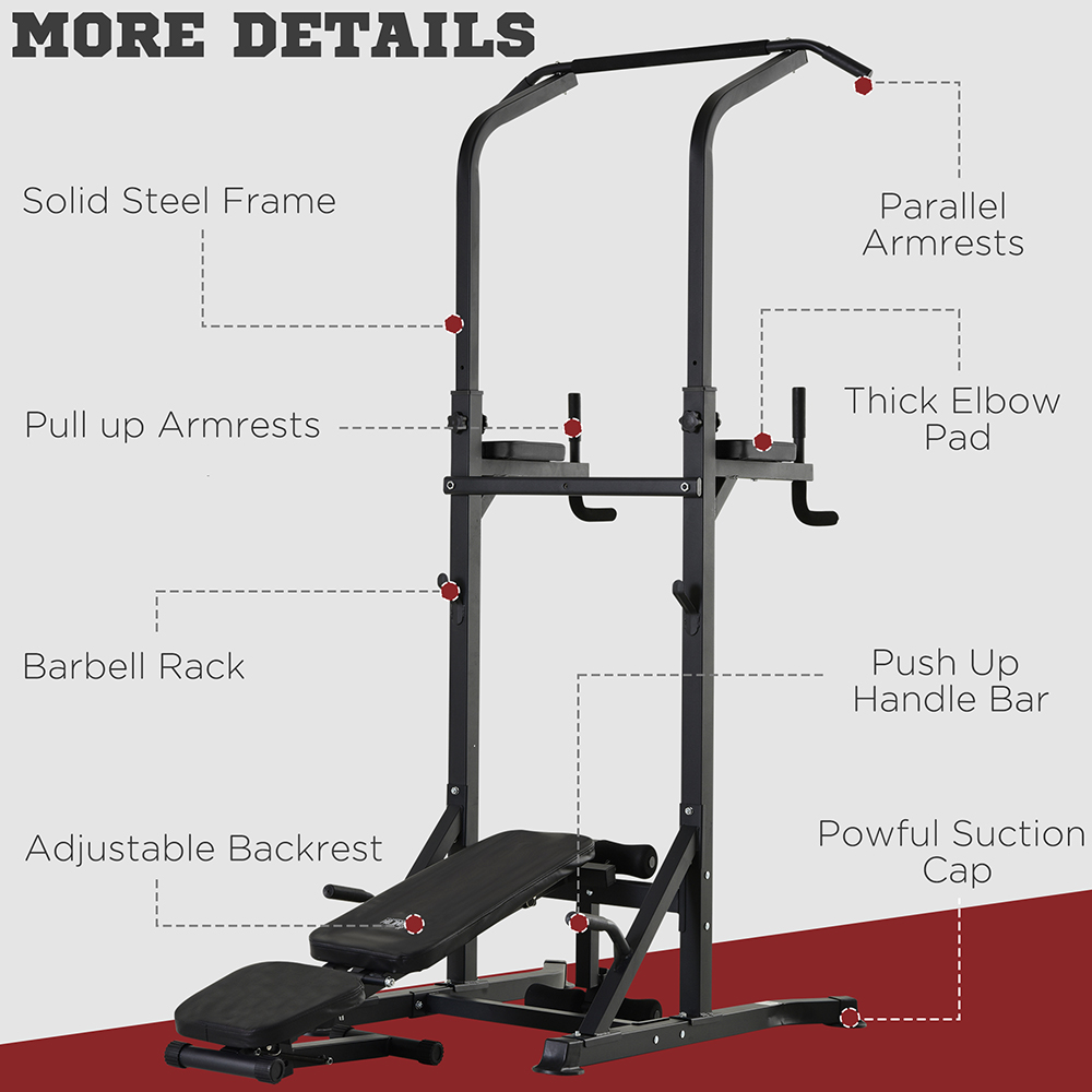 HOMCOM Multifunction Power Tower with Bench Image 5