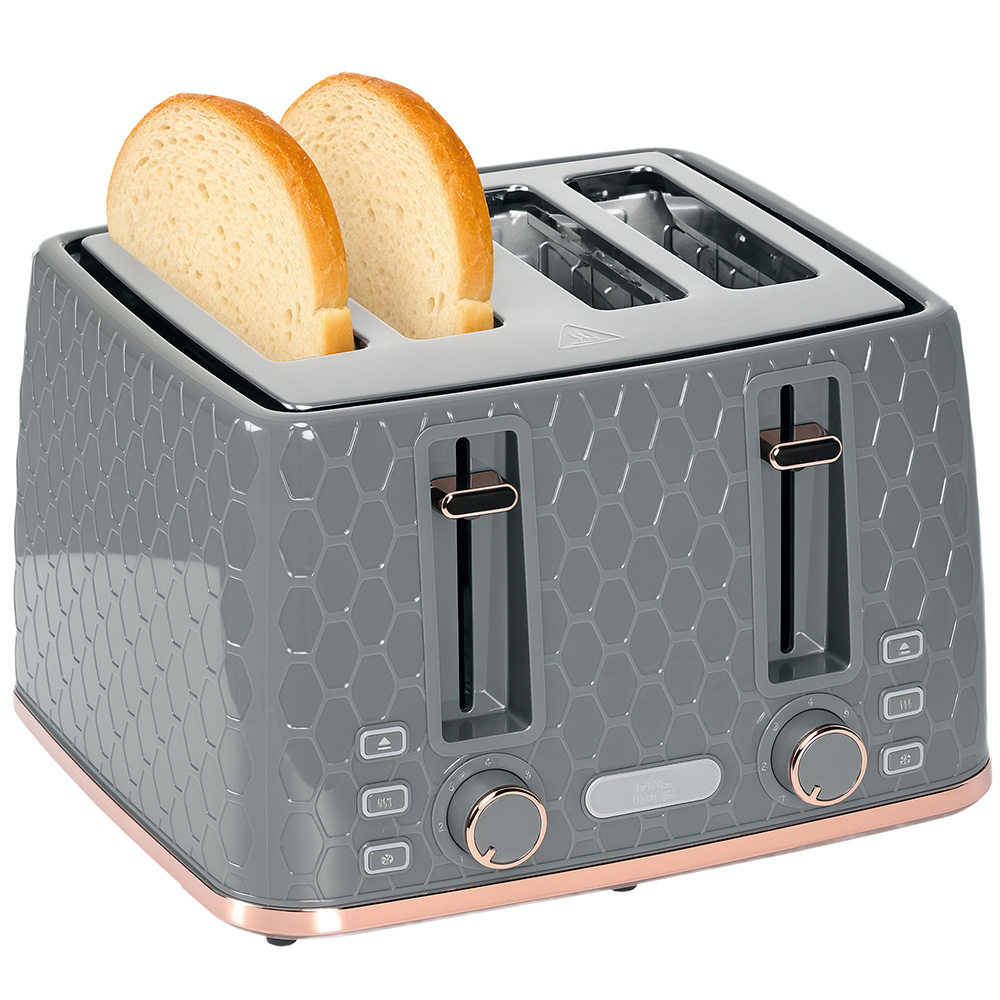 HOMCOM 800-208V70GY Grey Honeycomb 4 Slot Toaster 1600W Image 3