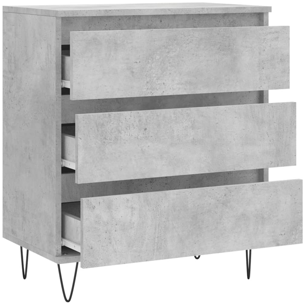 vidaXL 3 Drawer Concrete Grey Wooden Sideboard Image 6