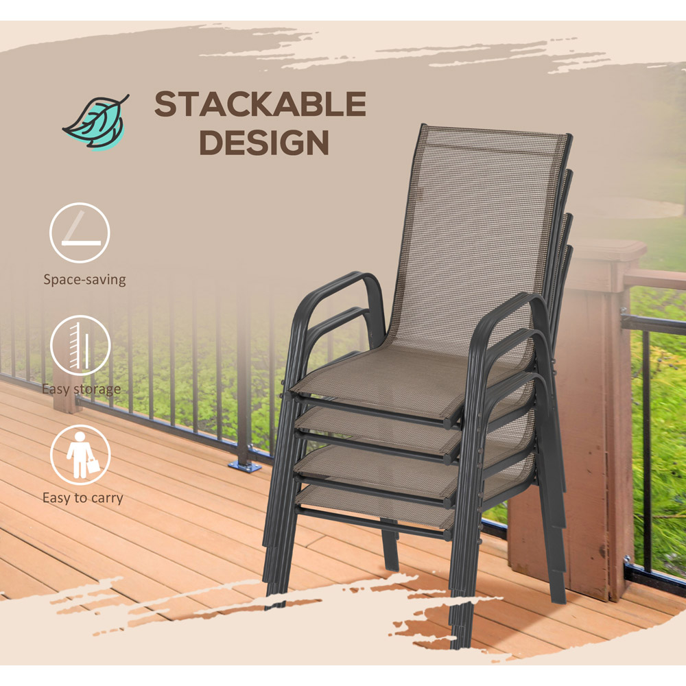 Outsunny Set of 4 Grey Stackable Garden Chair Image 5